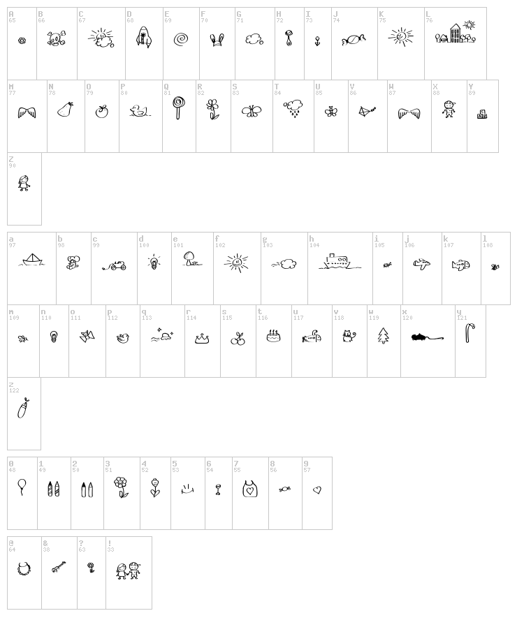 Sleep on the moon font map